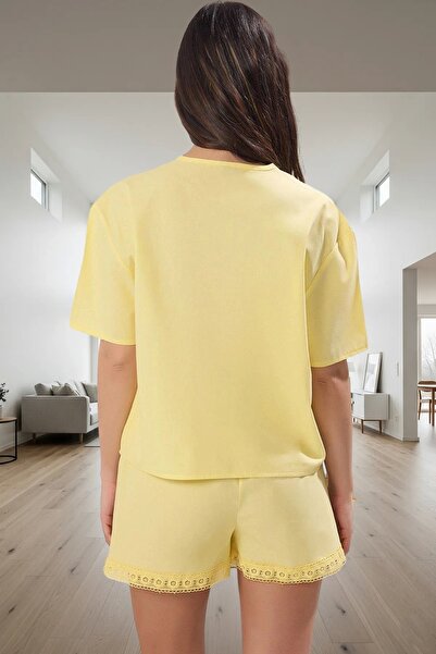 PayBuy Women's Summer Cotton Embroidered Pajamas Set Regular Fit Short Sleeve Comfortable Elegant Design