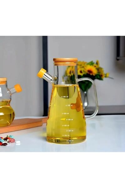 Se Yank Haus Masterchef 900ml Borosilicate Glass Oil Bottle with Bamboo Lid