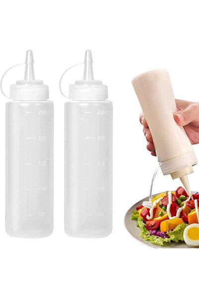 Generic 2pcs 8oz Food Grade Plastic Squeeze Condiment Bottles with Cap for Sauce Bottle Seasoning Dis