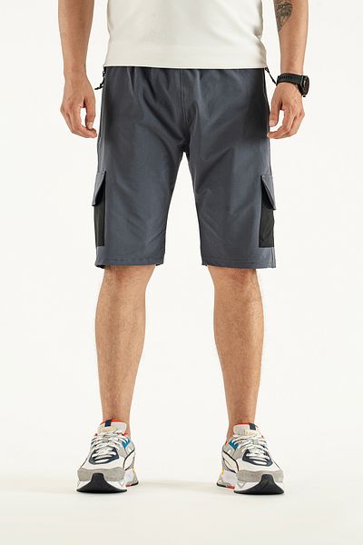 Souris Men's Gray Pocket Detailed Breathable Lycra Fabric Outdoor Capri Shorts