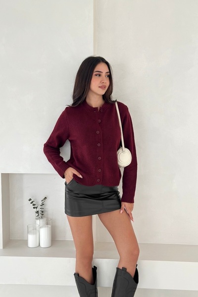 Noi Belis Soft Textured Crew Neck Knitwear Cardigan Aw25Hi0001