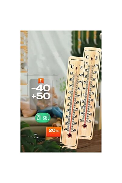 ModaCar Termometre - Ahşap Duvar Termometresi 2 li SET