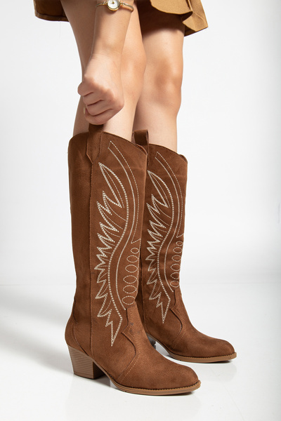 Genetti Westry Embroidered Long Model Women's Cowboy Boots