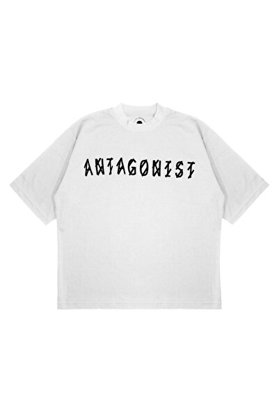 PURE EFFECT Tricou unisex supradimensionat cu imprimeu text Antagonist, croia...