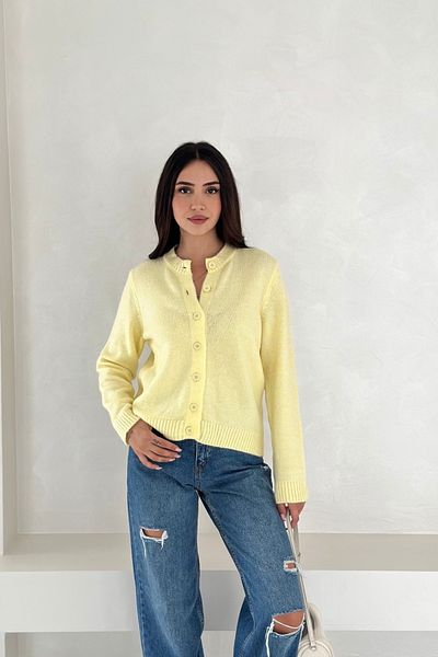 Noi Belis Soft Textured Crew Neck Knitwear Cardigan Aw25Hi0001