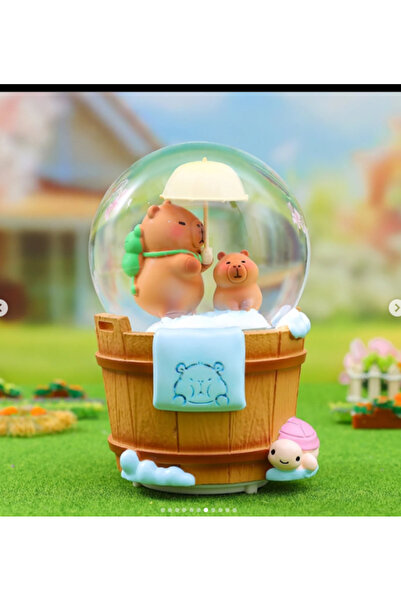 keyfim shop Sevimli Kapibara Orta Boy Işıklı Müzikli Kar Küresi