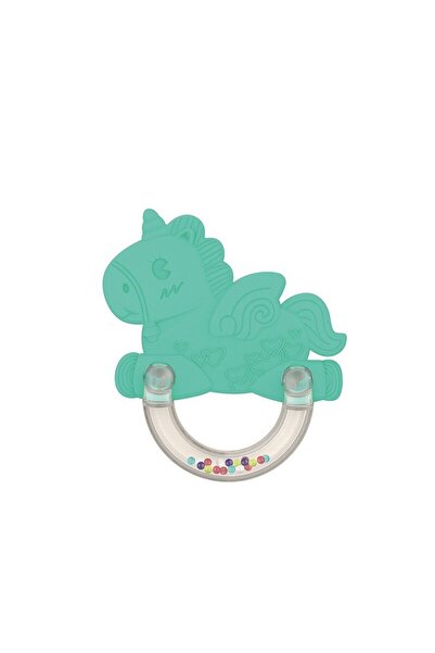 Mixbo Jucarie pentru dentitie bebelusi Mixbo, Unicorn, silicon fara BPA, 3 luni, turcoaz
