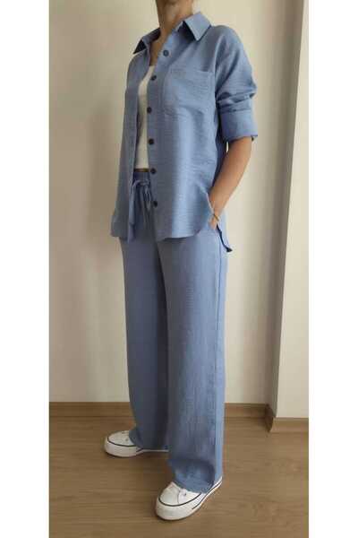 EKAY Oversize Shirt Linen Bottom Top 2 Piece Set (Pants Size 104cm)