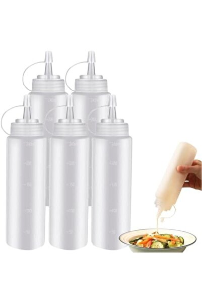 Generic Condiment Squeeze Bottles, 8oz 240ml Plastic Empty Bottle with Cap, Leak Proof Seasoning D