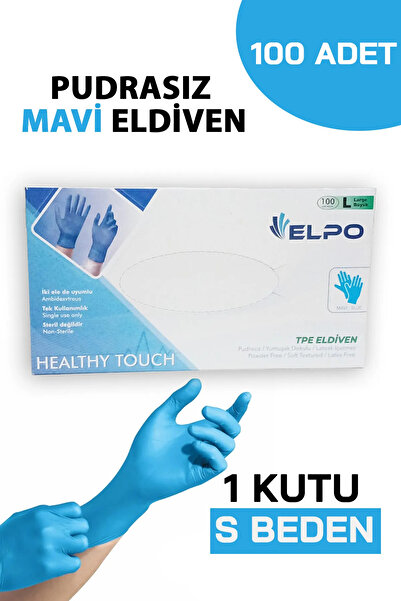 EMORFOHOME Tek Kullanımlık Pudrasız Mavi S Beden Eldiven 100’lü Medikal Muaye...