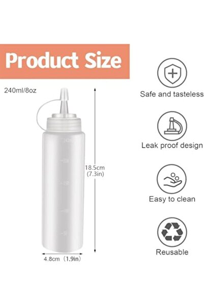Generic Condiment Squeeze Bottles, 8oz 240ml Plastic Empty Bottle with Cap, Leak Proof Seasoning D