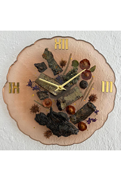 Pelince - Natural Tree Bark Epoxy Wall Clock (Special Design - Single Production - Version Iii) - 30 cm