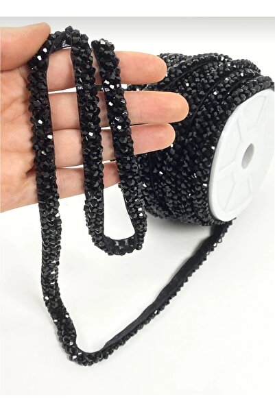 lemidor Κορδέλα αξεσουάρ με κέντημα με μαύρες κρυστάλλινες χάντρες