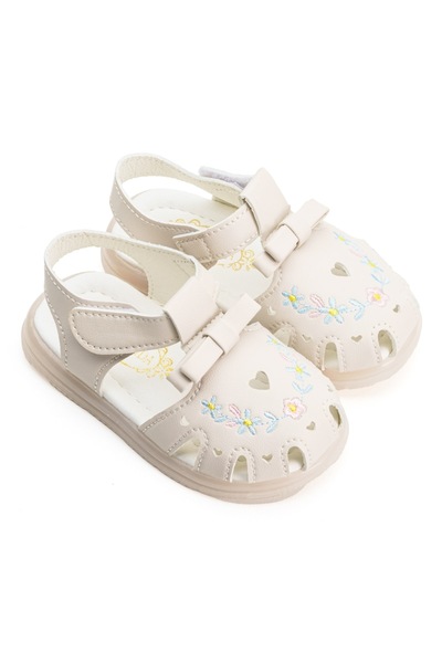 Mixbo - Children's Sandals with Velcro Fastening, Soft Insole, Heel Lights, Embroidered Flowers, Lig