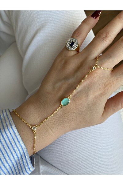 Pinery Jewels Yeşil Oval Taşlı Kadın Şahmeran