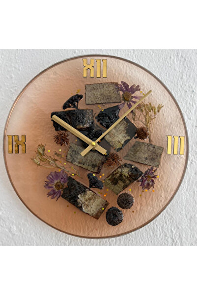 Pelince - Epoxy Wall Clock with Natural Tree Bark (Special Design - Single Production - Version Vi) - 30 cm