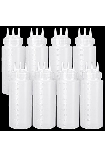Generic 8 Pcs 3 Hole Squeeze Bottles, 16 oz Plastic Condiment Squeeze Bottles, Salad Dressing Container Sauc
