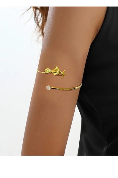 CAŞ DEKORASYON Gold Color Mixed Figured Stone Pazu Bracelet Arm Accessory