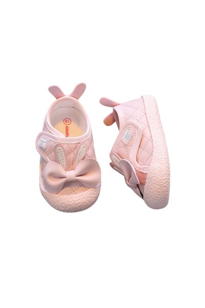 Mixbo - Baby Shoes for First Steps, Velcro Closure, Soft Insole, Bow Design, Pink, Size 20 EU