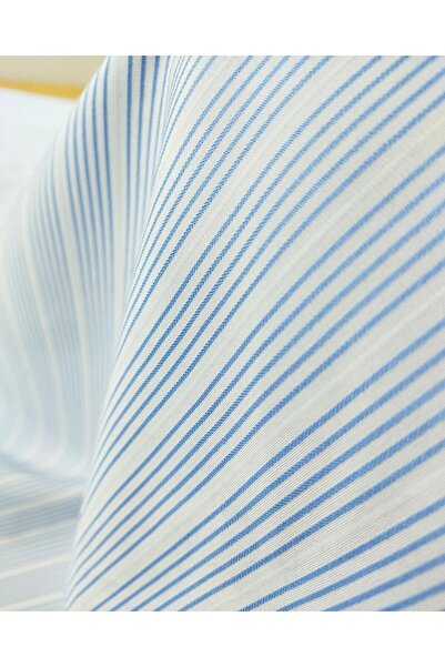Kumaş Parça TELALI Poplin alb albastru țesut (lățime 150 cm x lungime 315 cm)