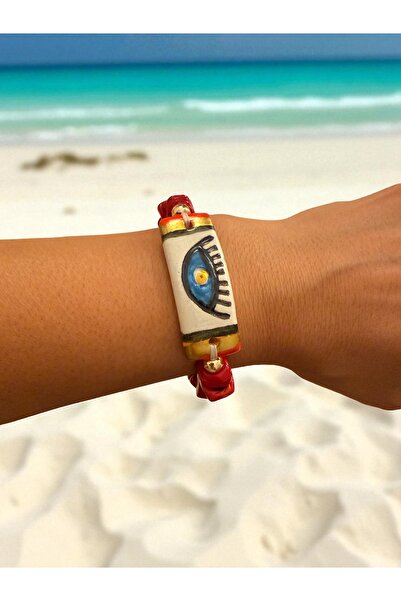 Bo Takı ve Aksesuar Porcelain Plate Bead Bracelets with Natural Stone