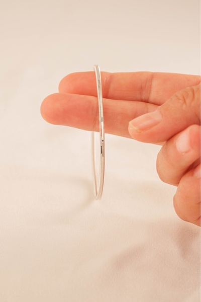 en silver 925 Ayar Gümüş Oluklu Model Ajda Bilezik