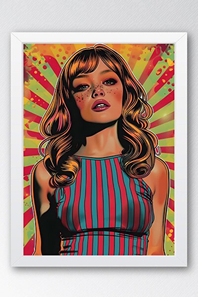Saturn Pictură înrămată cu portret de femeie în rame - Pictură poster Pop Art