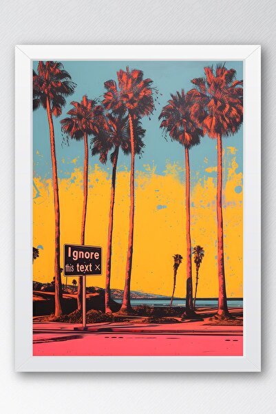 Saturn 80s Miami Ignorați acest text Pictură înrămată - Pictură poster Pop Art