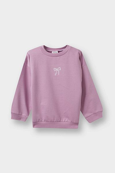 DeFacto Baby Girl Crew Neck Soft Furry Printed Sweatshirt E8352A525Au
