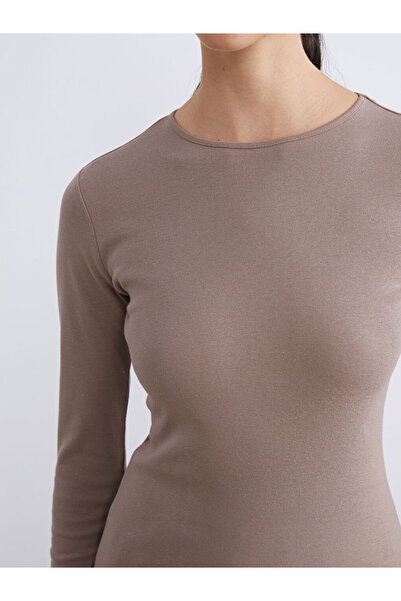 LC Waikiki Timeless Advice |   Plus Size Crew Neck Corded Fabric Women's T-Shirt