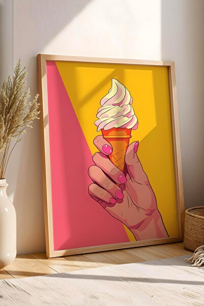 Saturn Mână care ține înghețată Moale înghețată în formă de con - Pictură cu ...