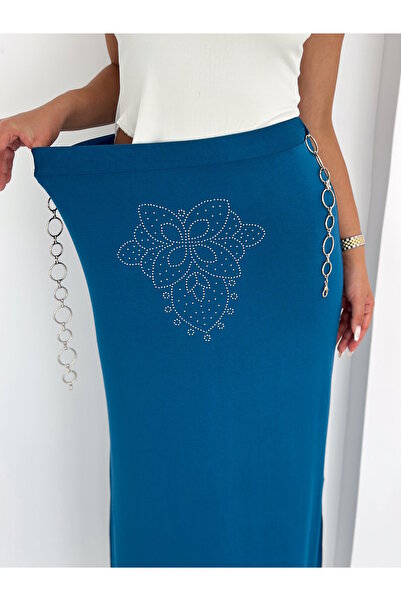 MaxiMor Women's Elastic Waist Comfortable Fit Long Stretch Viscosse Fabric Skirt Height 100 cm Belt Not Included