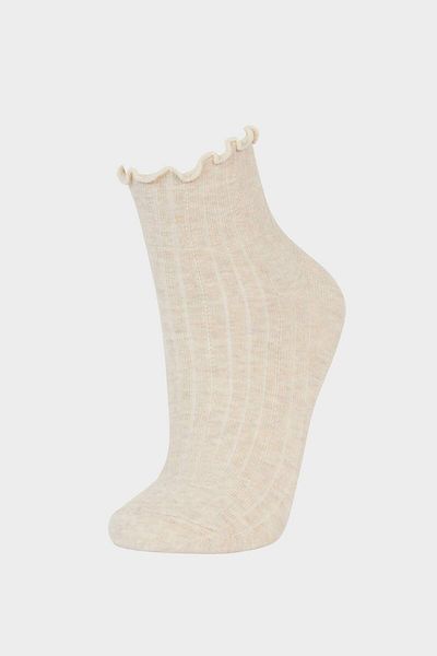 DeFacto Women's Ruffled 3-Piece Cotton Socks F5473Axns