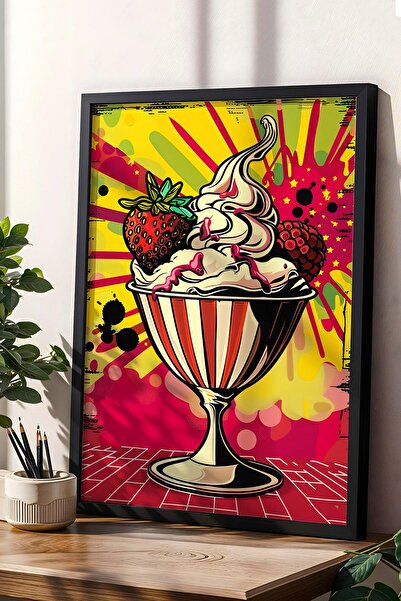 Saturn Tablou cu ramă pentru bol de înghețată - Tablou poster Pop Art