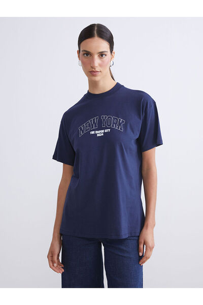 LC Waikiki Alegeri strălucitoare de la Shining Store |   Tricou pentru femei cu decolteu rotund cu imprimeu New York