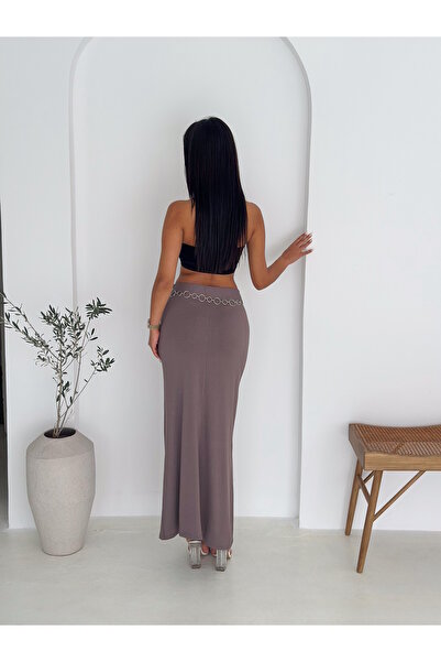 MaxiMor Women's Elastic Waist Comfortable Fit Long Stretch Viscosse Fabric Skirt Height 100 cm Belt Not Included