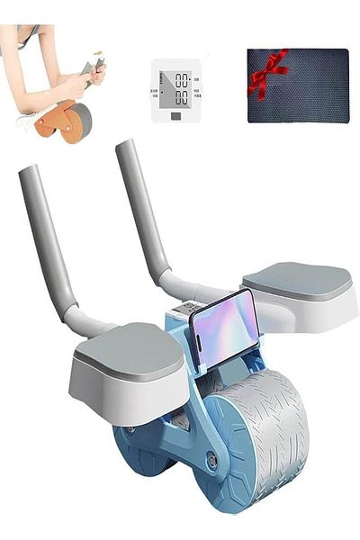 erorex Abdominal Roller Wheel with Elbow Support with Timing Screen and Phone Holder Blue