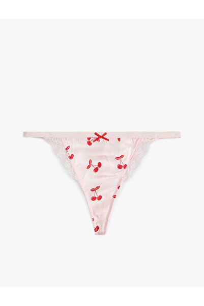 Koton Lace Detailed Cherry Patterned String Satin Panties