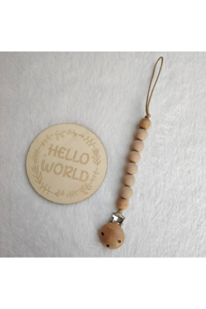 Choice1 مشبك مصاصة للأطفال بني فاتح اللون مصنوع من خرز السيليكون بلون الخشب، ...