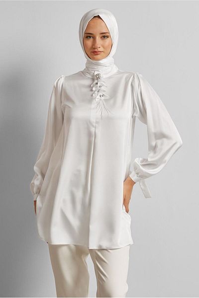 Alvina Brooch Satin Tunic 45589