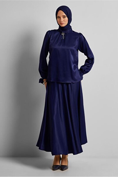 Alvina Belted Satin Skirt Suit 45706