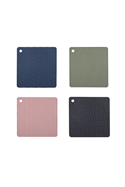 Choice6 18x18 4pcs Square 2/4 PCS Multifunction Heat Resistant Silicone Mat Drink Cup Coasters Nonslip Pads