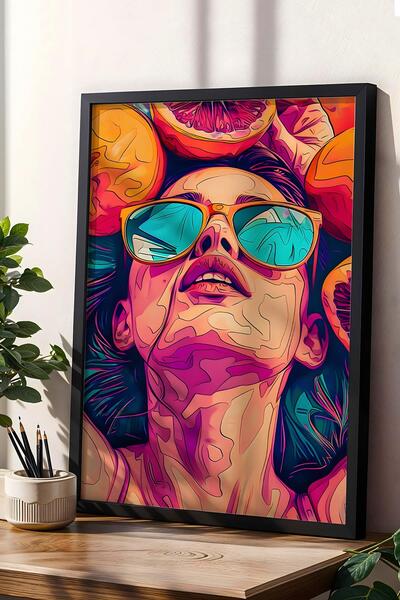 Saturn Woman Reaching Inside Fruits Framed Painting - Pop Art Poster Painting
