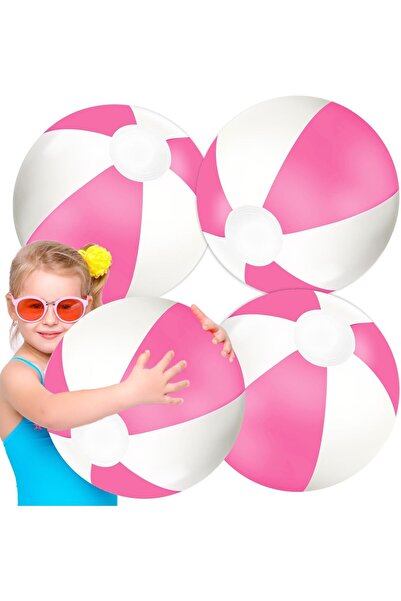 erorex 4Pcs Inflatable Beach Ball Round Pool Pvc Balls Cute Game Toys Summer Hawaiian Tropical Theme Beach