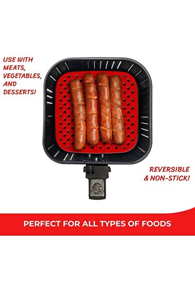 erorex Non-Stick Silicone Air Fryer Mats, Reusable Air Fryer Liners ¨C 7.5 Inch Square, | Air Fryer