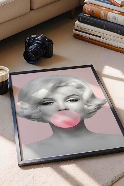 Saturn Marilyn Monroe Pink Bubble Gum Balloon Framed Painting - Pop Art Poster Painting