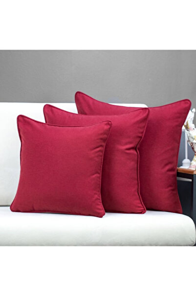 GERCELLA Duck Linen 43X43 Throw Pillow Cover 2-Piece Bordo Color Zippered Evtex