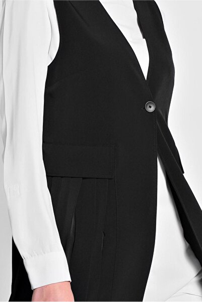 TRENDTESETTÜR Women's Black Patterned Vest t 4244