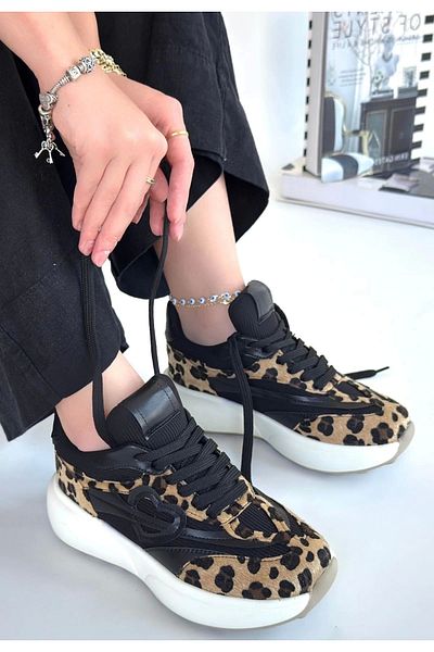 ufukmoda Kendy Leopard Nubuck Sports Shoes