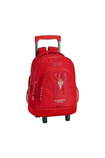 Real Sporting de Gijón School Rucksack with Wheels Compact Real Sporting de Gijón SF-611972-818 Red (32 x 45 x 21 cm)